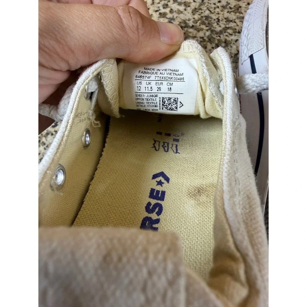 Converse Chuck Taylor All Star Shoreline White Kids Slip On Sneakers Size 12